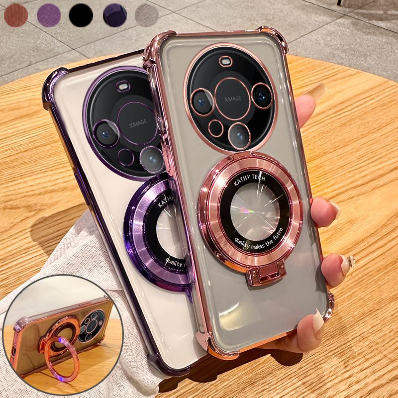 Airbag Shockproof Magnetic Stand Clear Case for Huawei Mate 60 40 50 30 Pro P30 P40 P50 P60 Pro Pura 70 Pro Nova 7 8 9 10 11 12 Pro Honor 100 200 Pro