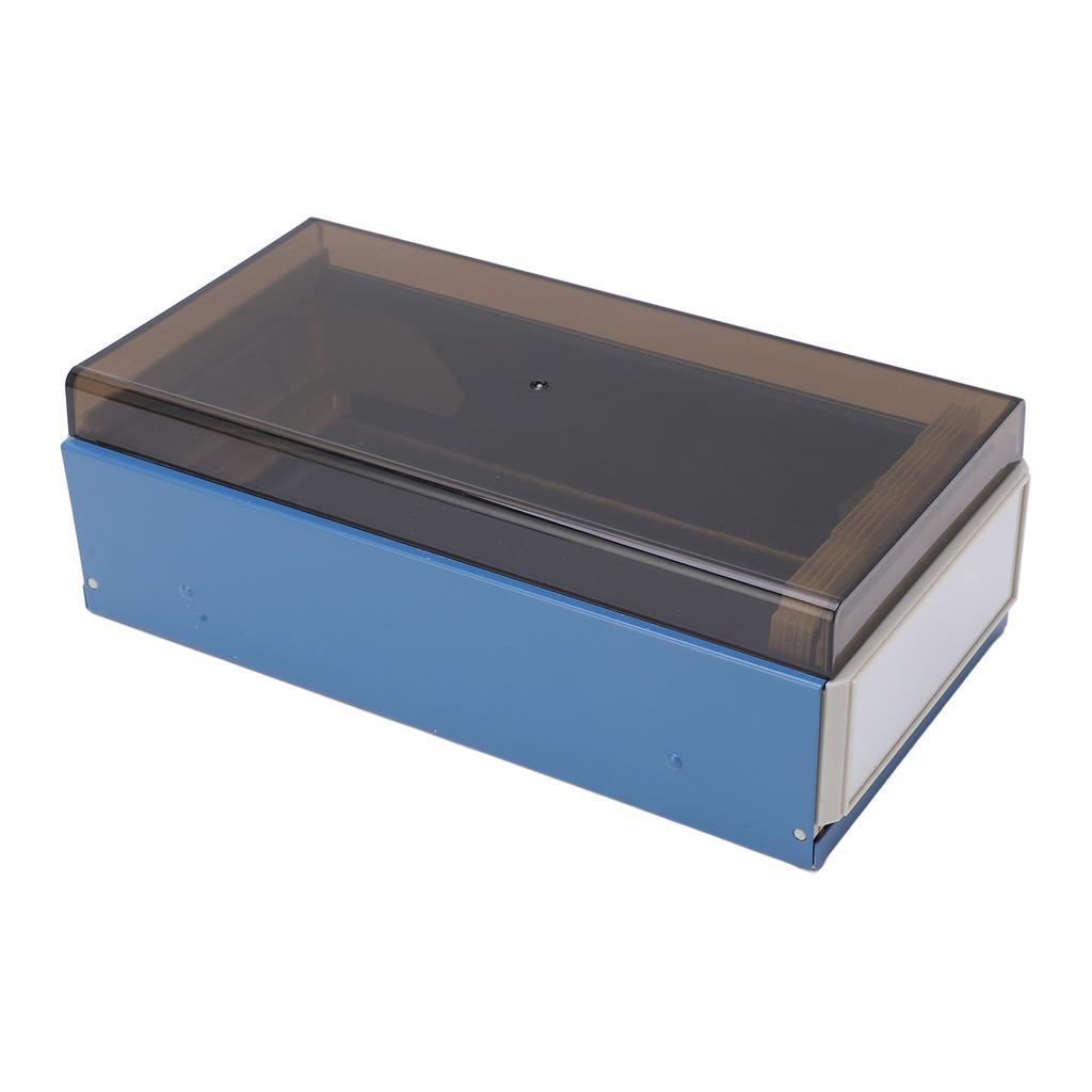 Index Card Holder Blue Extendable End Enlarged Space Transparent Plastic Sliding Design Desk Credit