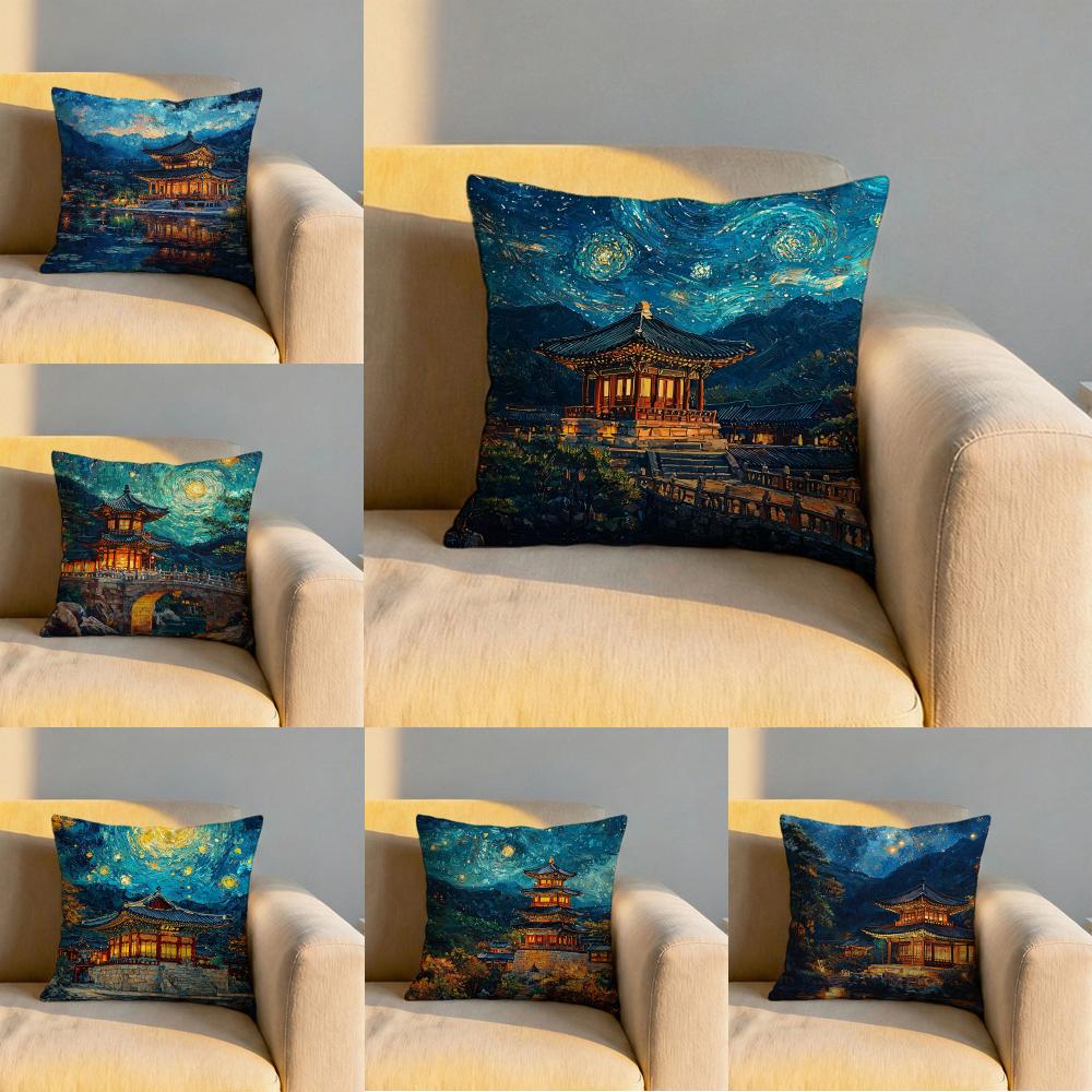 Korea Foguo Temple Cushion Cover Soft Reversible Durable Pillow Cover MultiScene Use for Home Car Daily Comfort