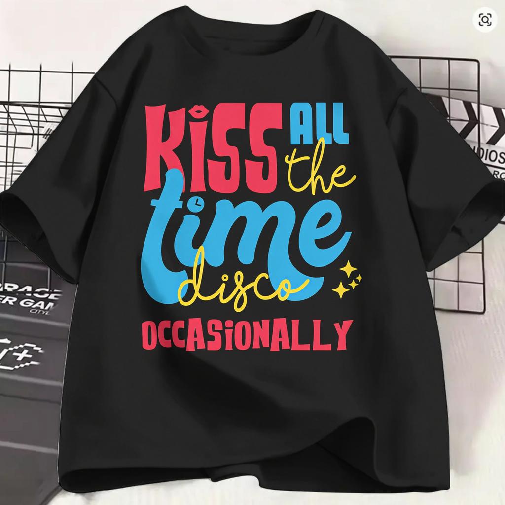 Kiss All The Time Cotton T Shirt For Unisex Summer Harrys Styles 2026 Y2k Basic T Shirts Crewneck Harajuku Tee Shirt Oversize Cheap