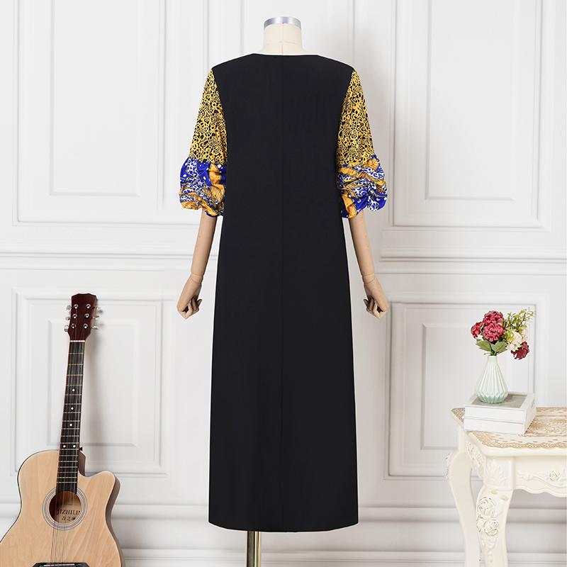 Женские платья больших размеров с круглым вырезом и коротким рукавом с принтом