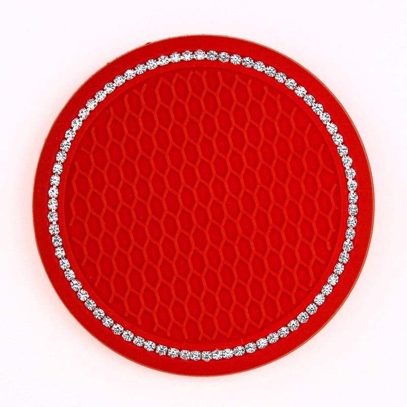 1pc Car Non-slip Water Cup Pad Diamond Rhinestone Bling Decoration Auto Interior Cup Bottle Anti-skid Rubber Mat Car Accessories ARI