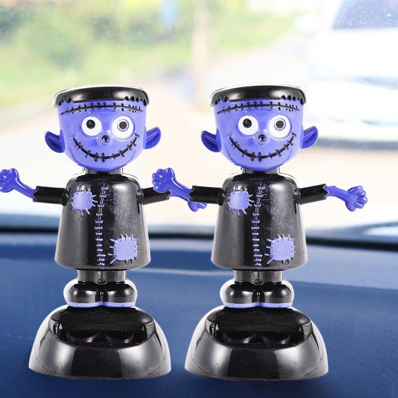 Хэллоуин Рождество Солнечные украшения для автомобиля Автоматические качели Качающаяся голова Призрак Кукла Ведьма Украшение для автомобиля Аксессуары для автомобиля Интерьер