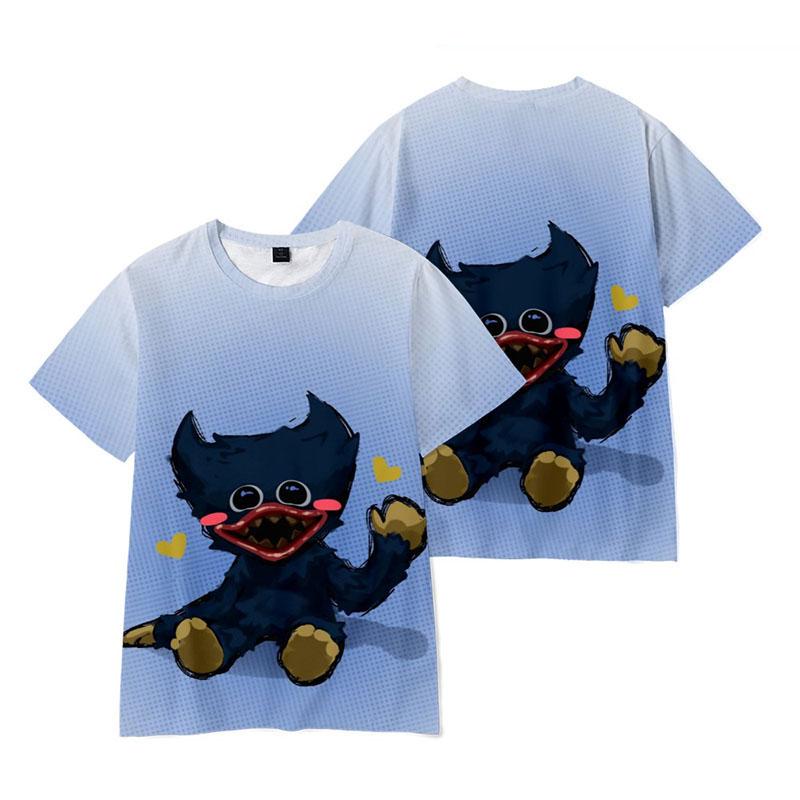 Футболки Poppy Playtime Huggy Wuggy Horror Game с 3D принтом для мальчиков и девочек, модная футболка с круглым вырезом, детские футболки для мальчиков, топы, одежда