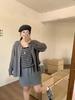 Korean College Style Striped Patchwork Two-Piece Women's Knitted Sweater