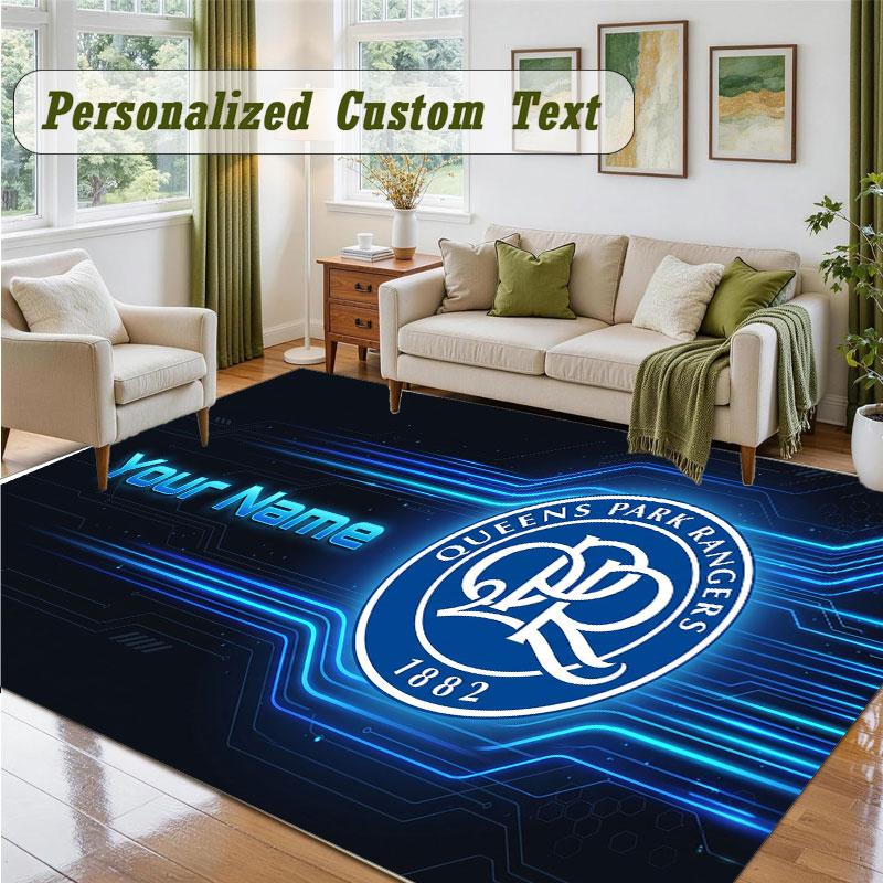Crystal Velvet Square Rug Custom NameQueens Park Rangers Pattern Non Slip Home Floor Decor Rug