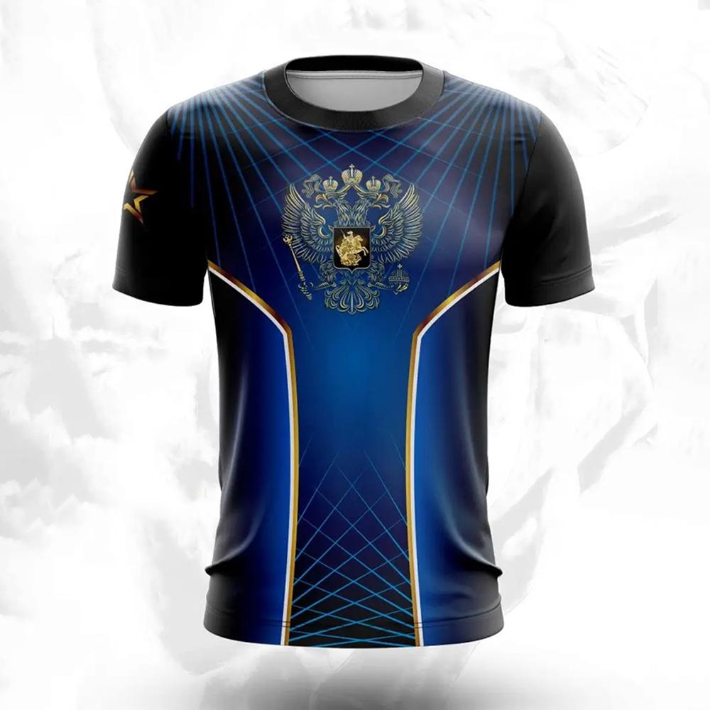 Русская футболка для мужчин, мода, русский национальный флаг, принт, короткий рукав, свободная футболка, повседневная футболка с круглым вырезом, уличная одежда