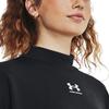 Under Armour Solid Color Cotton Knit Stand Collar Training Sports Hoodie Women Hoodies Black 1379496-001