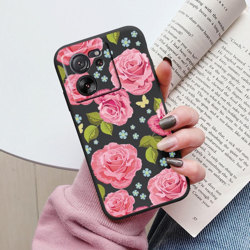 Чехол для Xiaomi 13T Pro, мягкий силикон TPU, чехол с цветочным узором, мультяшный рисунок, чехол для телефона, задняя защитная крышка для Xiaomi 13T