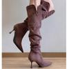 High Heels Over The Knee Women High Boots Fashion Pointed Toe Suede Shoes Winter 2025 Trend Elegant Party Shoes Sexy Botas Mujer