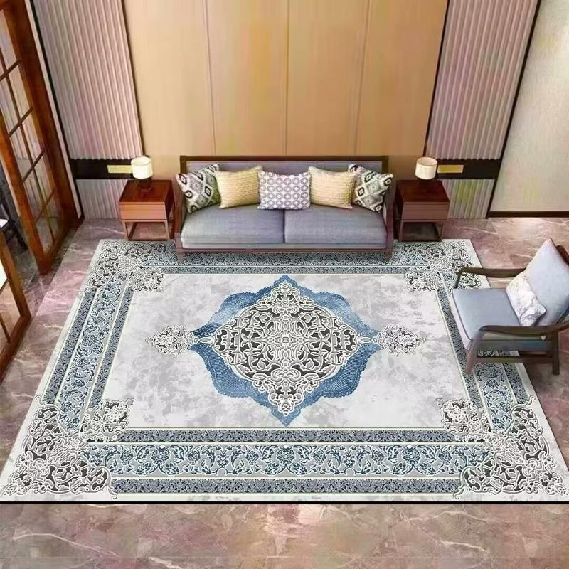 Classic Euro-American Foldable Carpet Thickened Washed Cotton Backing Ethnic Style Area Mat for Living Room Bedroom Home Decor