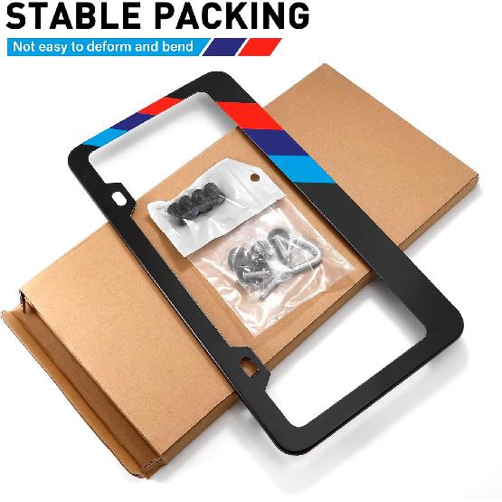 License Plate Frames For BMW Accessories Universal Solid Rust-Proof Aluminum Matte Black License Plate Cover For Front And Rear Car Tags (1 PC)