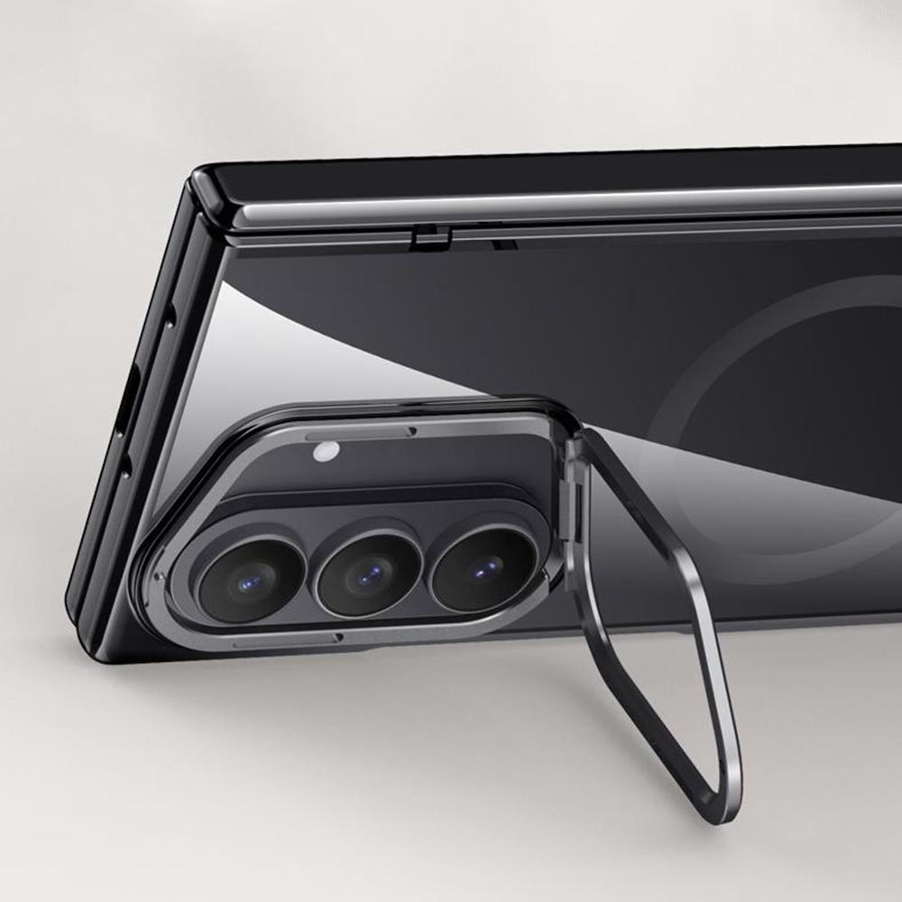 Магнитный чехол для Samsung Galaxy Z Fold7 5G, чехол для телефона из ПК+акрила с защитной пленкой для экрана от шпионажа, подставка для объектива
