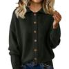 Women's Fashion Casual Solid-Colour Long-Sleeved Button-Front Knitted Collared Cardigan