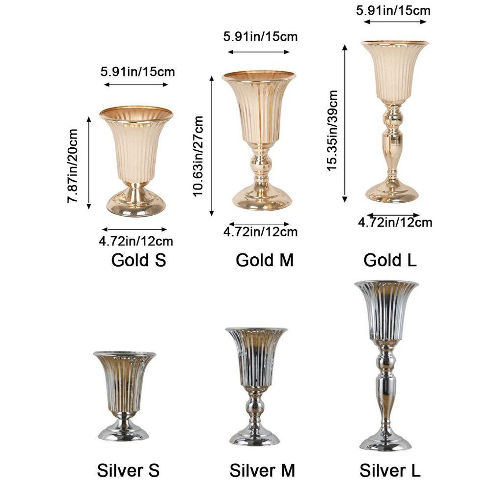 European Style Wedding Flower Vase Golden Dried Flower Pot Metal Trumpet Vases Living Room