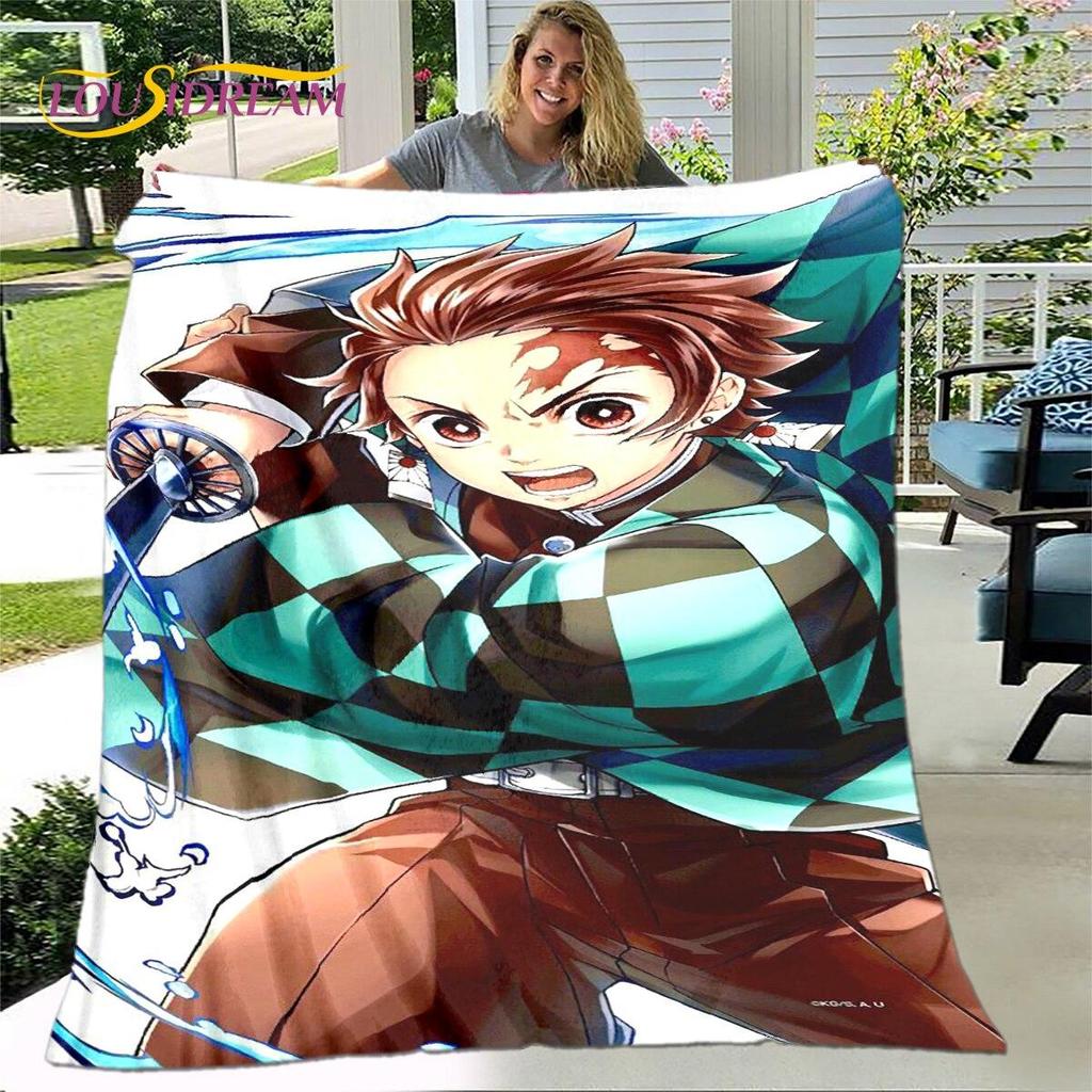 Anime Cartoon Demon Slayer Blanket,Flannel Blanket Throw Blanket,Sherpa Warm Children's Blanket for Living Room Bedroom Beds