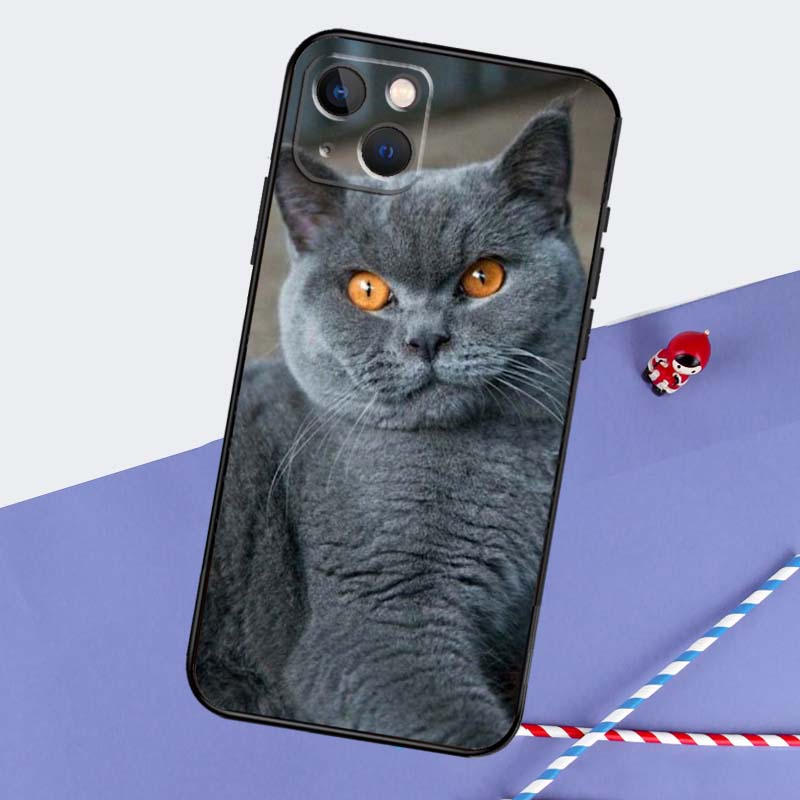 Красивый Серый Британский Короткошерстный Кот Чехол Для Телефона Для iPhone 16 Pro Max 11 13 14 15 Pro Max 12 Mini XR 16 15 Plus 16e Задняя Крышка