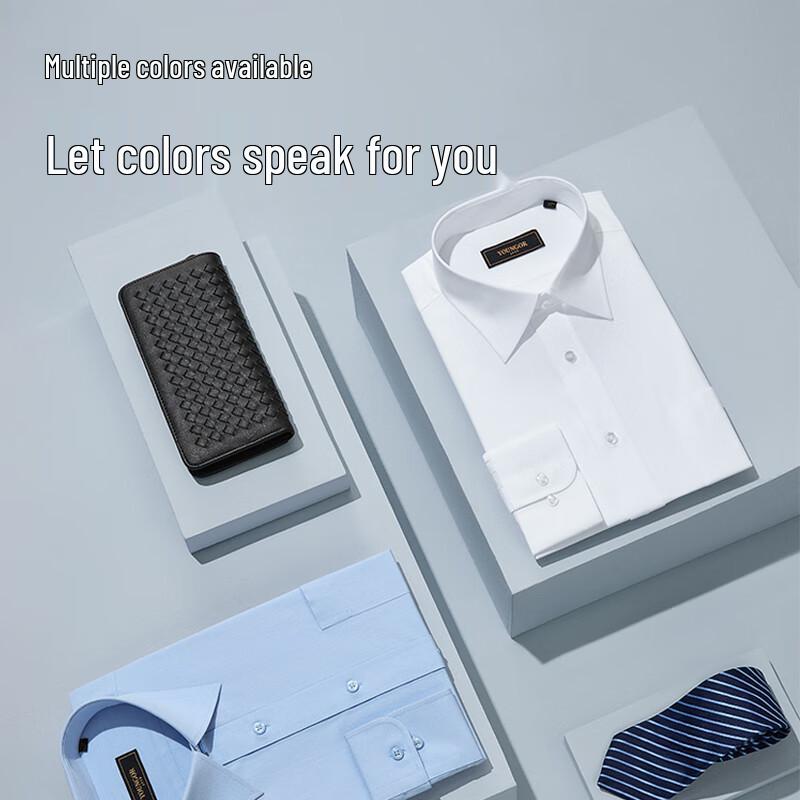 YOUNGOR Мужская рубашка с длинным рукавом, не мнущаяся, в стиле business casual