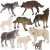 9-Piece Wildlife Park Simulation: Solid Male Wolf, Howling Wolf, White Wolf, and Wolf Cub Figurine Set