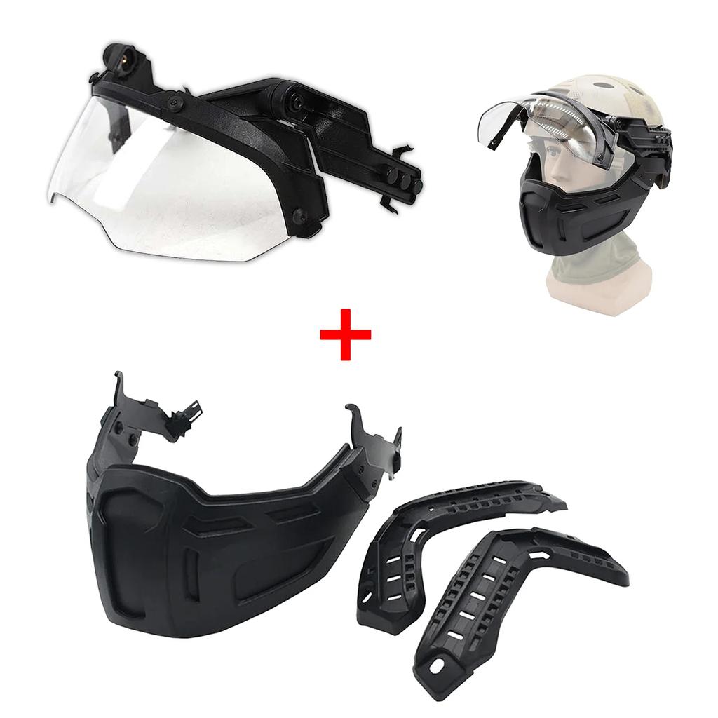 New Tactical FAST Helmet Half Face Mask With Flip Goggles Hunting Airsoft CS Game Paintball Mask Helmet Accessories Gear