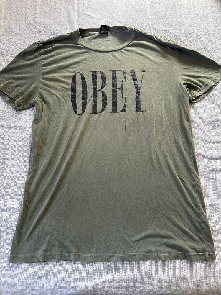 Obey Футболка Унисекс Уличный стиль XL Оливково-зеленый
