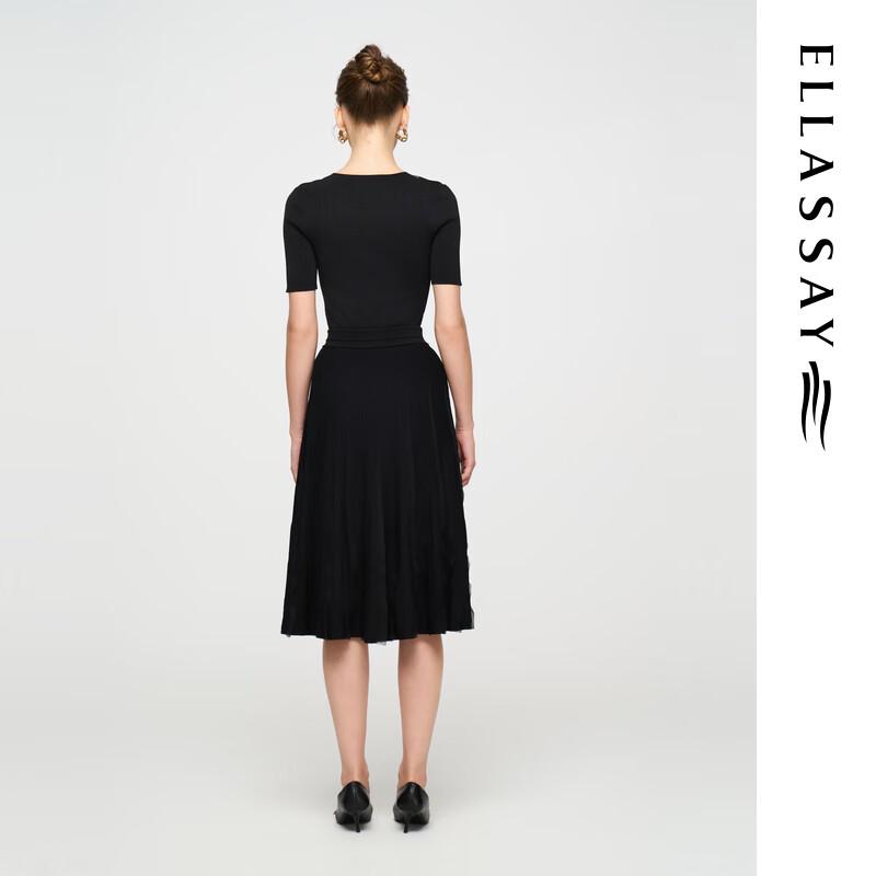 ELLASSAY Женский трикотажный топ с V-образным вырезом, облегающего кроя, с коротким рукавом