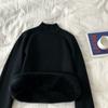 Womens Half-Collar Fleece Lined Knit Sweater Winter Warm Base Top Slim Fit Long Sleeve Pullover
