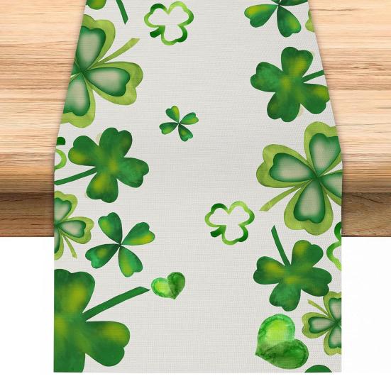 Дорожка для стола на день Св.. Украшение ко Дню Патрика с принтом клевера, легкое в уходе, нескользящее