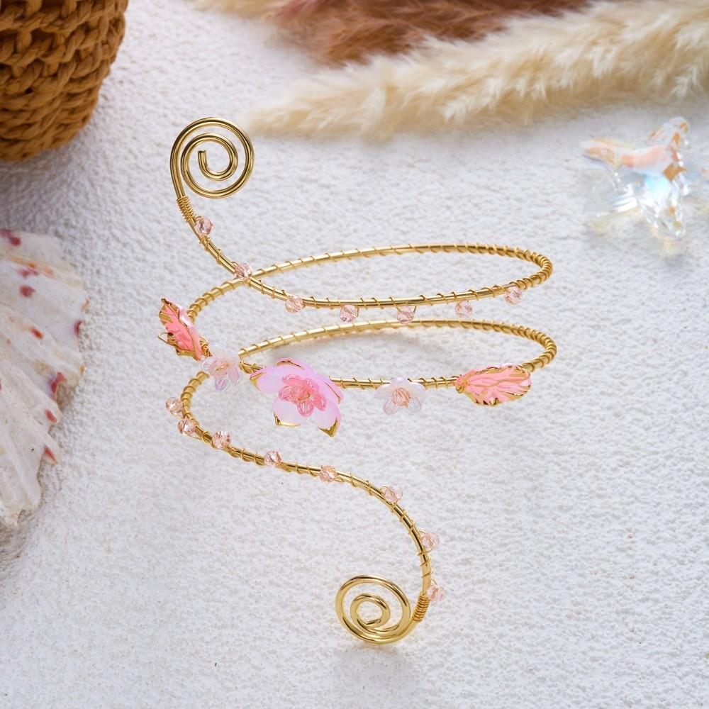 Baroque-style Baroque Flower Armlet Adjustable Floral Arm Band Upper Arm Cuff Vacation