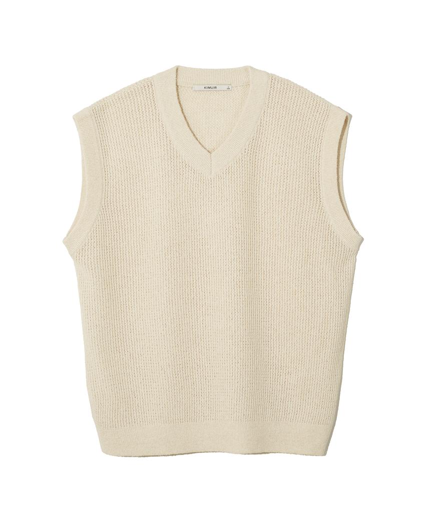 KIIMUIR Boucle Oversized Knit Vest_Cream
