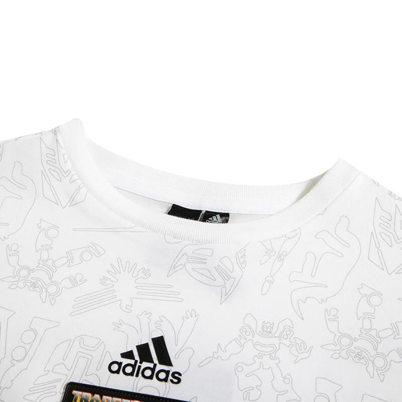 adidas Короткая спортивная футболка с логотипом и принтом по всей поверхности, женские топы, белые IK3475