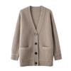 Модный длинный рукав свободный V-образный вырез кардиган свитер женский зимний однобортный повседневный вязаный кардиган пальто женский винтажный трикотаж верхняя одежда 25518
