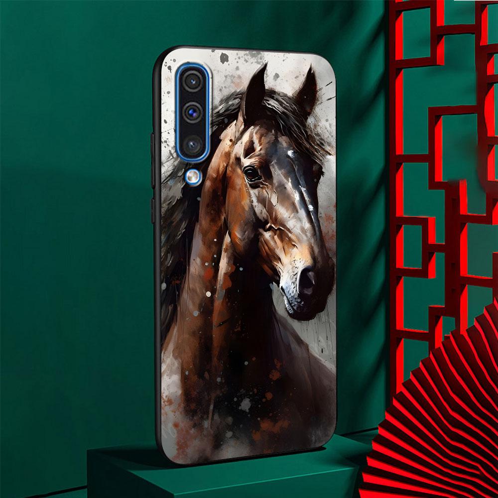 Чехол с лошадью для Samsung Galaxy A10s A50 A50s A02s A03s A20 A30 A20e A70 A70s A20s A30s A10 A40 A04 A04s A03 TPU Черный Чехол для Телефона