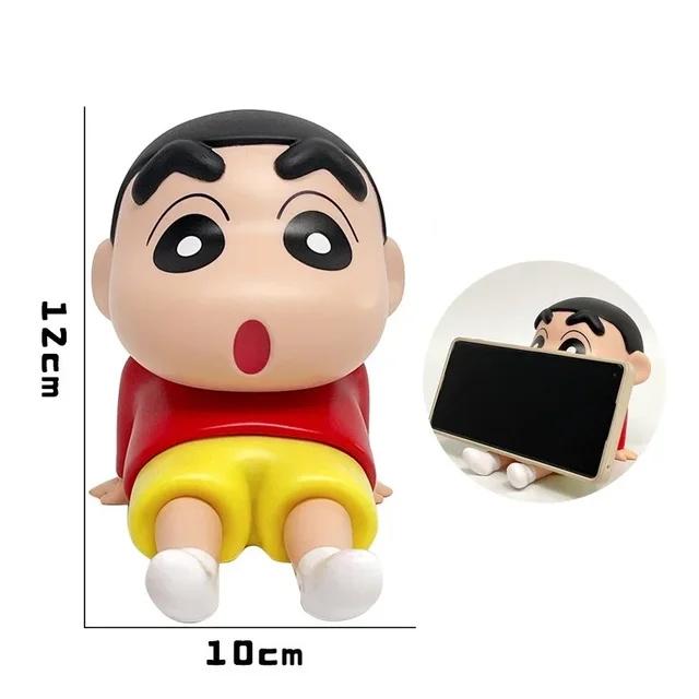 Crayon Shin-Chan Phone Holder Kawaii Anime Desktop Ornaments Cartoon Watching TV Phone Support Cute Doll Decorations Toy Gifts
