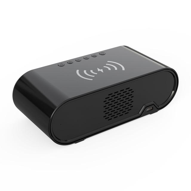 Электрический цифровой будильник с беспроводным зарядным устройством для телефона 15 Вт, настольные HD-часы, зеркало, настольные часы, термометр, светодиодный дисплей времени