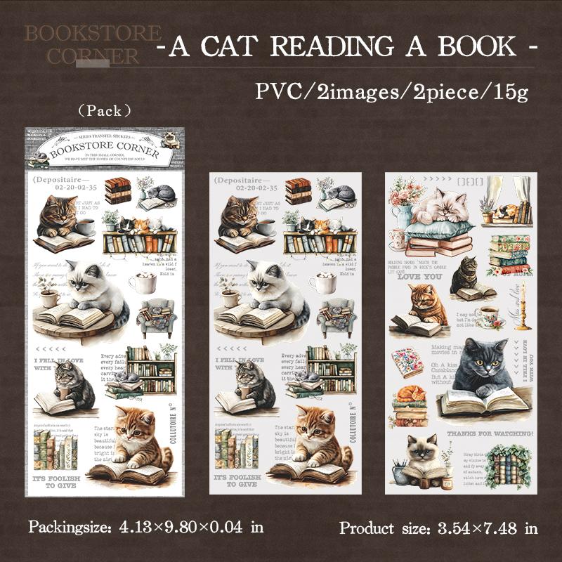 2 листа/пакет Угловые наклейки-переводки с пейзажем книжного магазина для скрапбуков, рукодельных арт-альбомов, чехлов для телефонов, украшения блокнотов