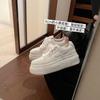 Spot Cowhide Version~ Thick-soled Little White Shoes Women's 2025 New Lace-up Heightening Muffin Casual Sports Leather Board Shoes