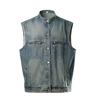 Men Denim Vest Vintage Biker Sleeveless Cowboy Jacket Spring Summer Single Breasted Slim Fit Casual Waistcoat Male M-3XL