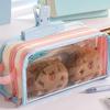 Transparent Display Korean PVC Stationery Bag Desktop Storage Ins Pencil Pouch  Children Kids