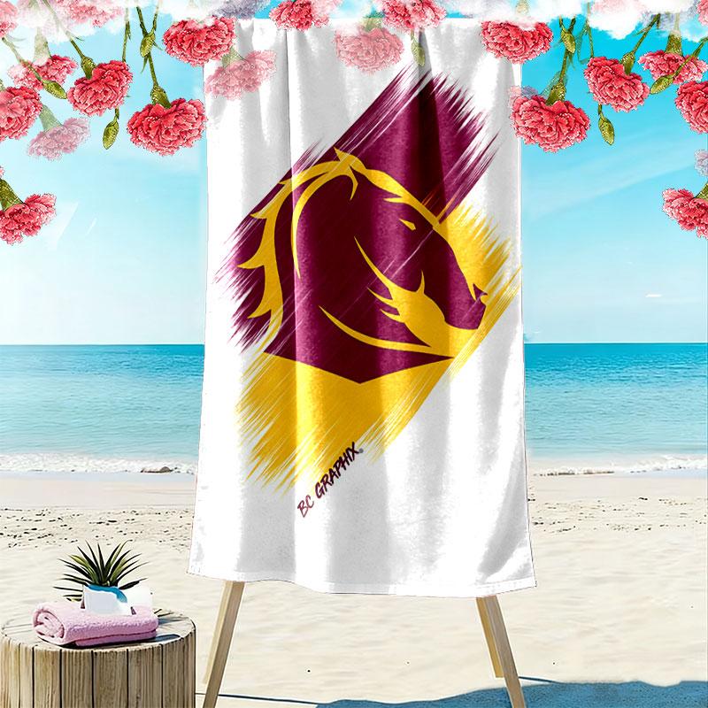Brisbane Power Print Beach Towel, Large Soft Quick Dry Towel for Beach Camping Swimming