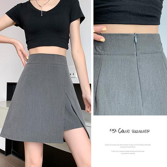 Юбка средней длины, плиссированная юбка, летняя женская юбка-трапеция, тонкая и слегка пухлая, короткая юбка с разрезом, большой размер с высокой талией, черные завернутые ягодицы