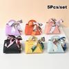 5PCS Leather Gift Bags Bow Ribbon Packaging Bag Wedding Favour Distributions Bags Eid Mubarak Candy Packaging Box Mini Handbag