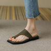 Fashion NEW Summer Women Slippers Split Leather Shoes for Women Square Toe Low Heel Shoes Concise Flip-flop Sandals Outside Slippers