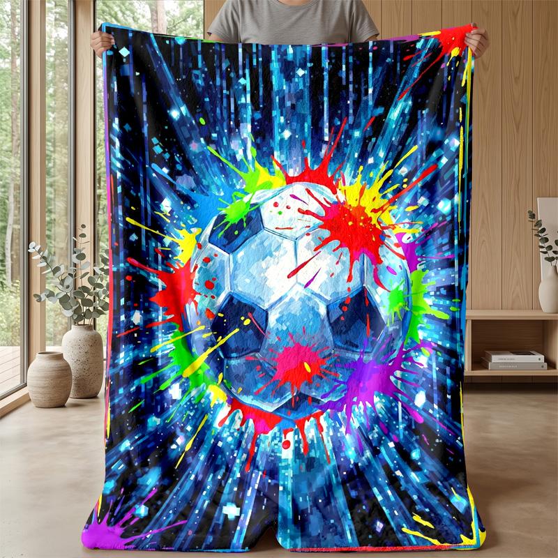 Soccer Ball Splash Art 11 Theme blanket Lightweight Warm Flannel Blanket Decorative Throw Blanket for Home Decoration
