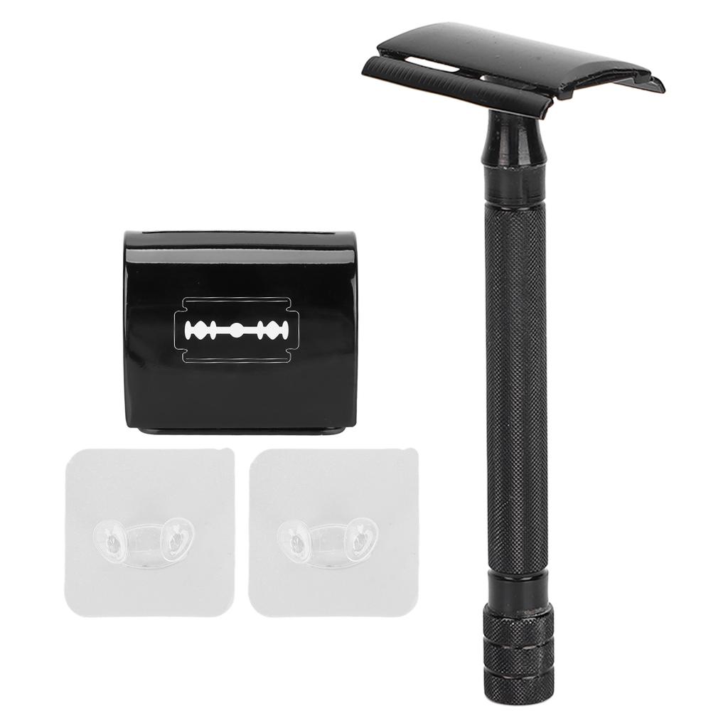 Безопасная бритва с двойным лезвием и длинной ручкой, металлическая, ручная, для бритья, мужская бритва без лезвия