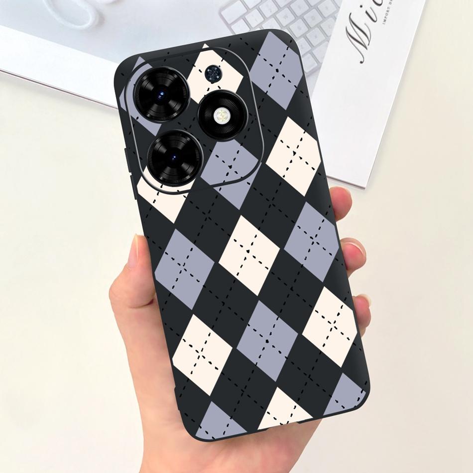 Чехол для Tecno Spark Go 2024 Милый Цветочный Узор Сердечки Конфетный Цвет Мягкий Силикон Тонкая Задняя Крышка Телефона Для Spark Go (2024) BG6