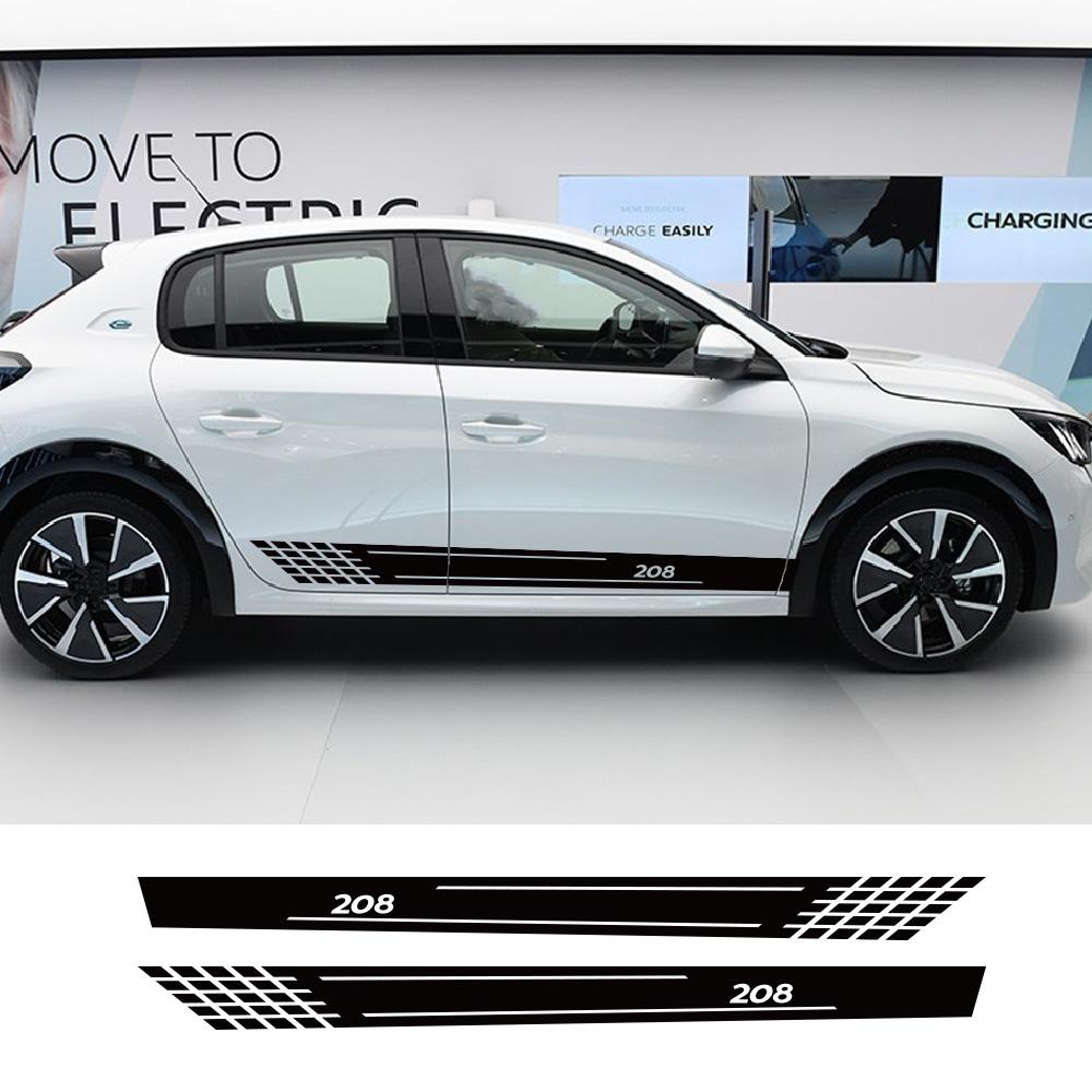 2 шт. Полосы-наклейки на пороги боковые двери автомобиля Для Peugeot 208 gt Тюнинг Автоаксессуары Линейная графика Виниловые ПВХ наклейки