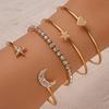 4pcs Women's Zircon Set Fashionable and Casual Bracelet Set, Suitable for Daily Wear and Holiday Gifts for Friends