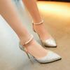 Women Pumps 2024 Spring Summer Pointed Roman Sandals Word With Beaded Stiletto High Heels Fashion Sequins Wedding High Heel Shoe