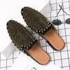 Summer Willow Nail Men's Shoes Nightclub Party Trendy Shoes Half Drag Loafer Men's 47Leather Slip On Breathable Casual Moccasins